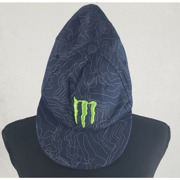 Navy Gray 7 1/4 Monster Energy Green Embroidered M Hat Baseball Cap One Size - Picture 1 of 6